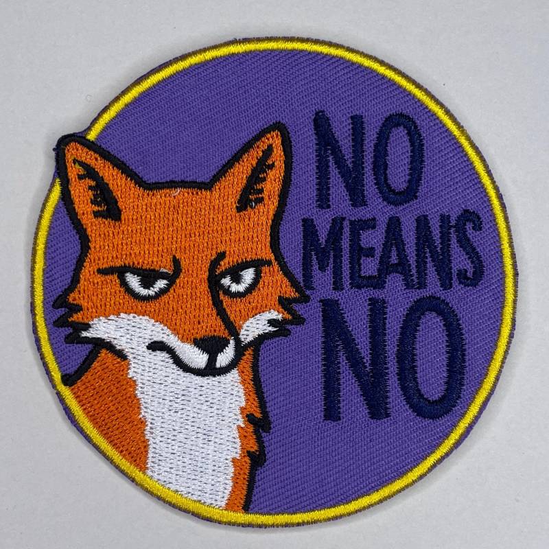 No Means No Fox Patch - Feminist Consent Embroidery, Orange Iron-On Badge, Bold Statement Design, Anti Harassment Empowerment Gift von RealFakeberlin