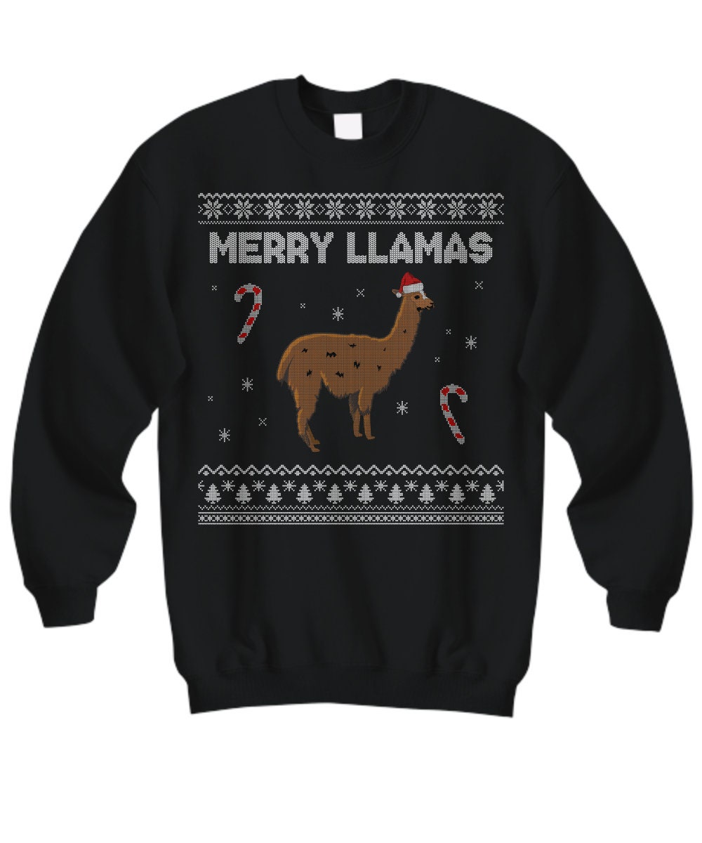 Ugly Christmas Sweater - Lama Pullover Sweatshirt Merry Llamas von RealPeopleGoods