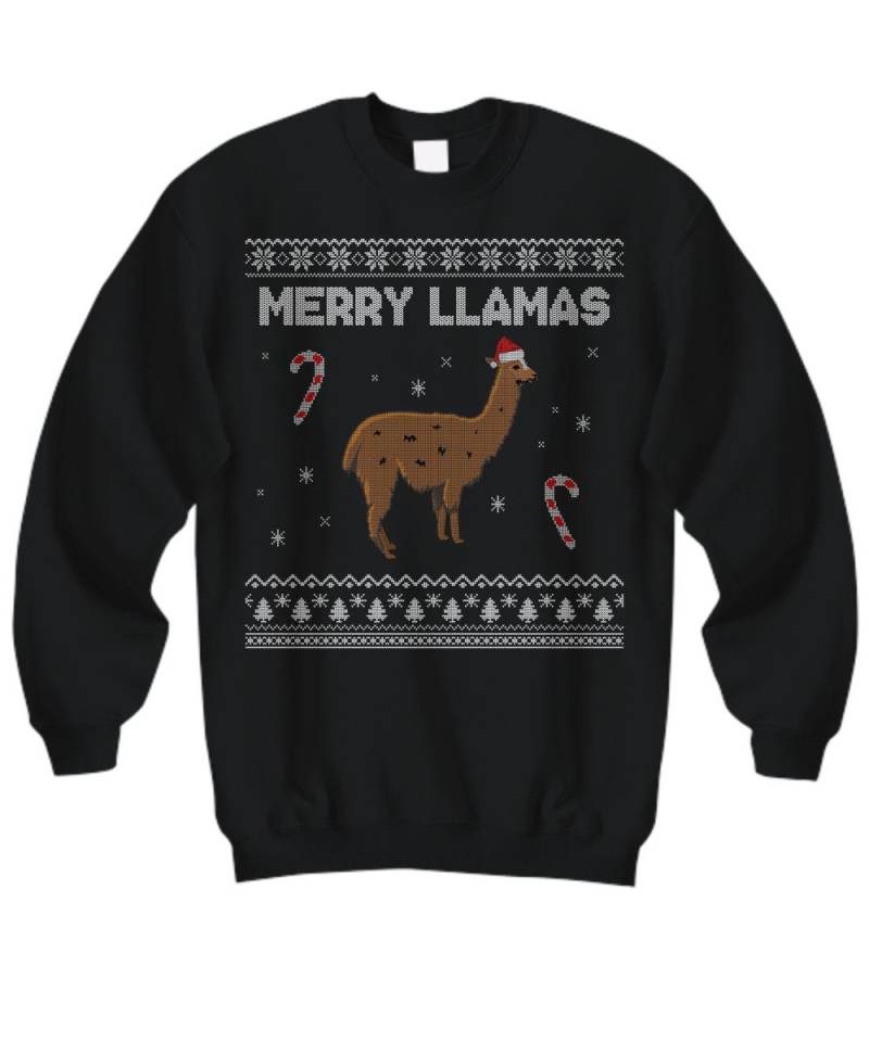 Ugly Christmas Sweater - Lama Pullover Sweatshirt Merry Llamas von RealPeopleGoods