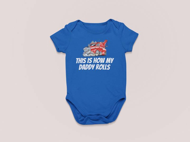 Wrecker Fahrer Baby Shirt - Abschleppwagen Einteiler So Rollt Mein Vater Babyparty Oder Erster Geburtstag Viele Größen Und Farben von RealPeopleGoods