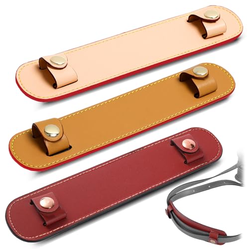 Realand 3Pcs abnehmbare Leder Schultergurt Pad Ersatz Druckentlastung Schulter Pads für Frauen Abdeckung für Tote Bag Handtasche Geldbeutel, Rucksack Riemen Pads, gelb Beige rot von Realand