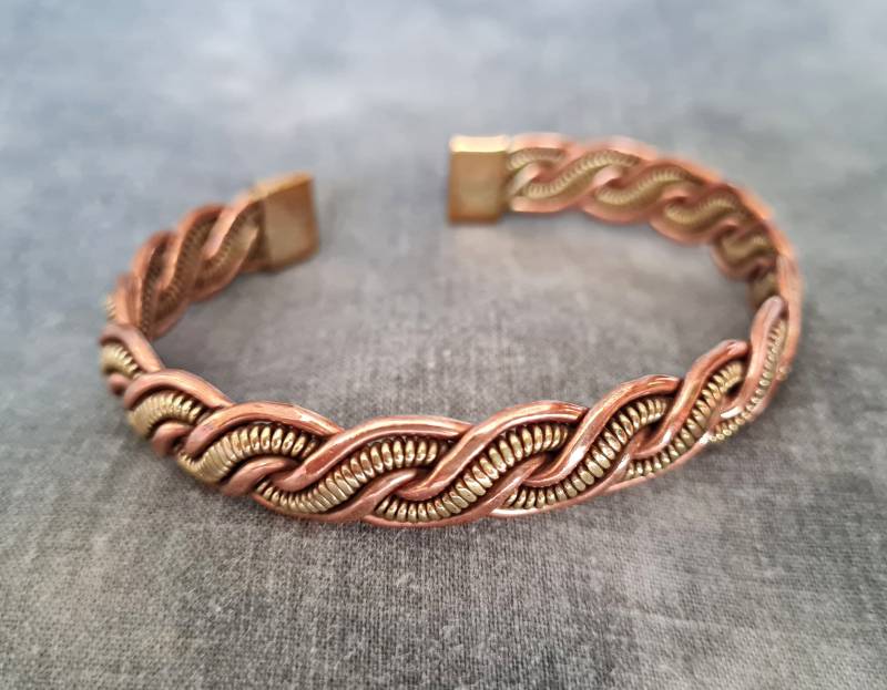 Armreif ~ 3 Metalle Geflochten Nepal | 1264 von RealasiaDE