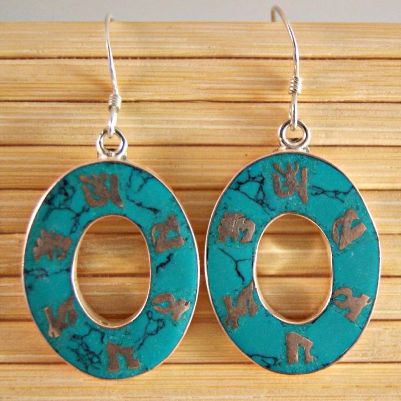 Ohrringe Mantra Om Mani ... ~ Türkis | 1237 von RealasiaDE