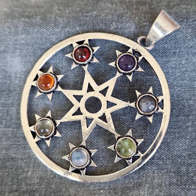 Versilberter Anhänger ~ 7 Chakren Feenstern Elfenstern | 1564 von RealasiaDE