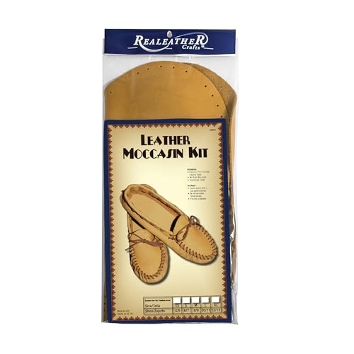 Realeather Unisex-Erwachsene Leather Moccasin Kit Mokassin-Set aus Leder, Sattel Hellbraun von Realeather Crafts