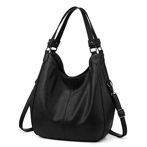 Realer Handtasche Damen Shopper Groß Vintage Umhängetasche Damen Gross Lederimitat Tasche Damen Frauen Schultertasche für Alltag Büro Schule Ausflug Einkauf Schwarz von Realer