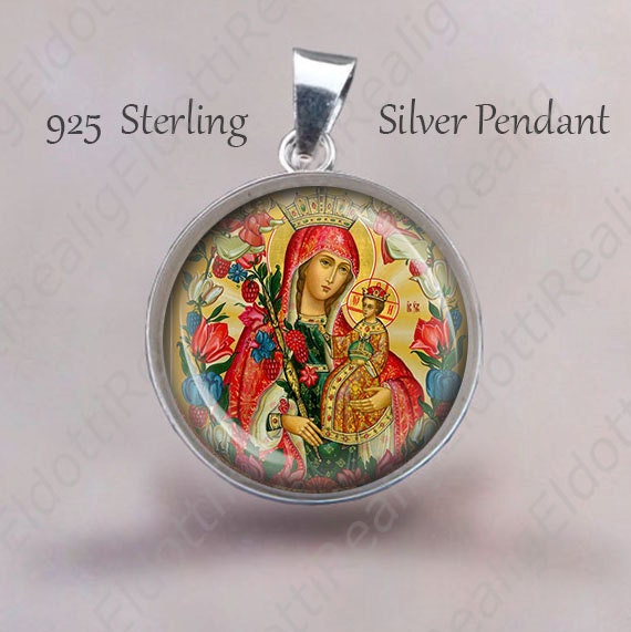 Mutter Gottes Medaille Sterling Silber Christian Jungfrau Maria Anhänger von Realig