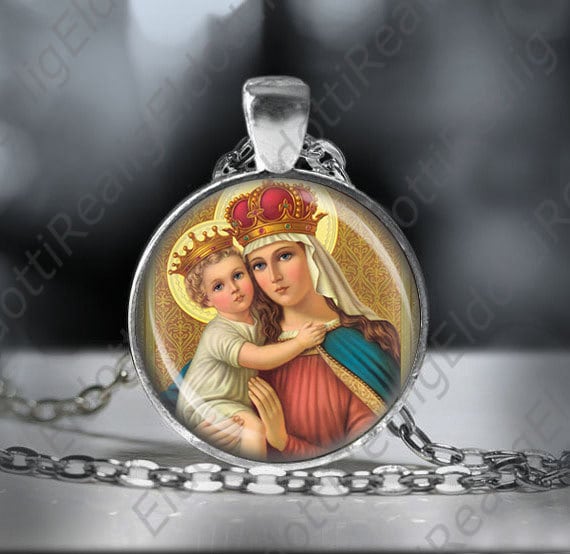 Halskette Unserer Lieben Frau Vom Guten Heilmittel Jungfrau Maria Und Jesuskind Medaille von Realig