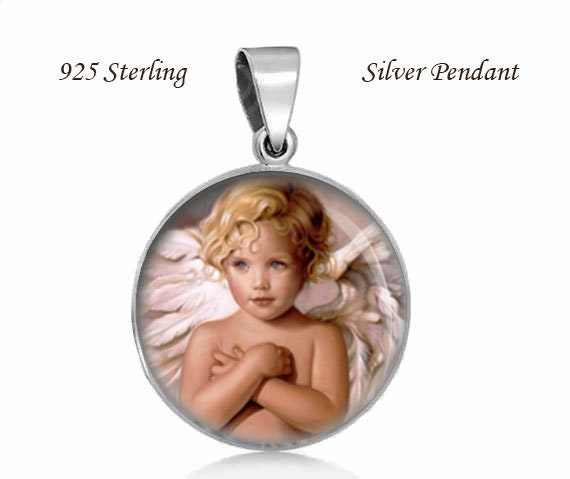 Engel Engel, Sterlingsilber, Anhänger Religiöse Christliche Medaille, 20 Mm von Realig