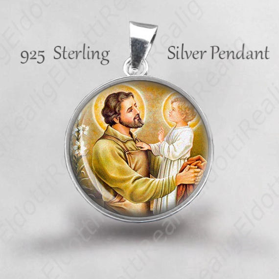 Jesuskind Und Heiliger Josef Die Verlobte Religiöse Christliche Medaille 925 Sterling Silber Anhänger Neu von Realig