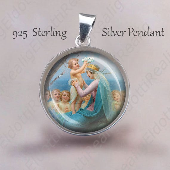 Mutter Maria Sterling Silber Anhänger Religiöse Christliche Medaille | 20 Mm von Realig