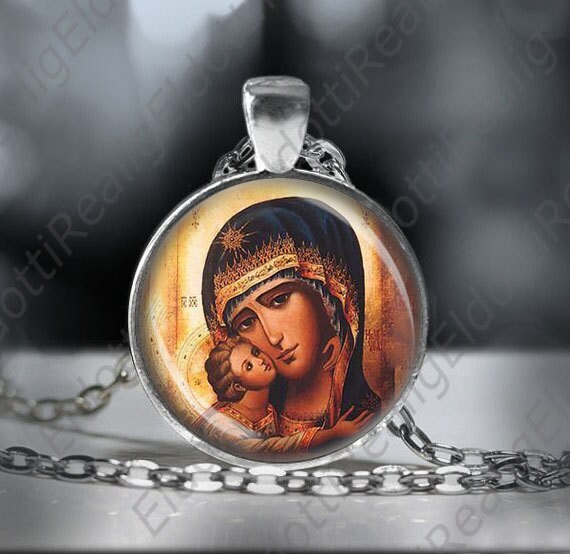 Maria, Mutter Von Jesus Religiöse Halskette Madonna Icon Medaille Silvertone Anhänger von Realig
