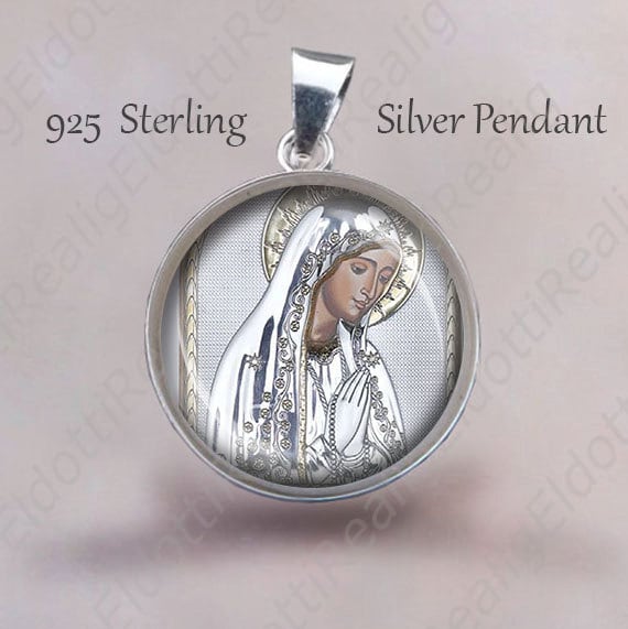 Mutter Maria Sterling Silber Anhänger Christliche Religiöse Medaille | 20 Mm von Realig