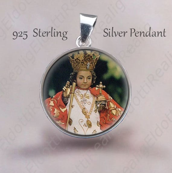 Santo Nino De Cebu Medaille 925 Sterling Silber Jesuskind Anhänger von Realig
