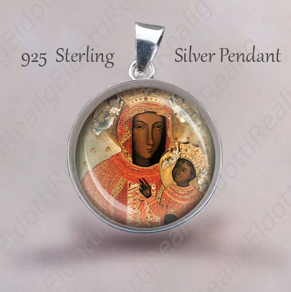 Schwarze Madonna Von Czestochowa Medaille Sterling Silber Jungfrau Maria Anhänger | 20 Mm von Realig