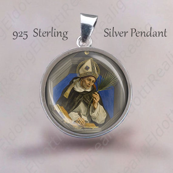 St Albert Die Große Religiöse Christliche Medaille. Sterling Silber 925 Anhänger 20 Mm. Schutzpatron Halskette Medaille von Realig