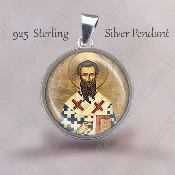 St. Ambrose Sterling Silber Anhänger Religiöse Schutzpatron Medaille von Realig