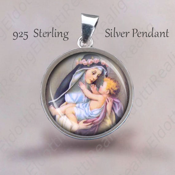 St Rose Von Lima Medaille 925 Sterling Silber Anhänger Schutzpatron Hadmade Neu von Realig