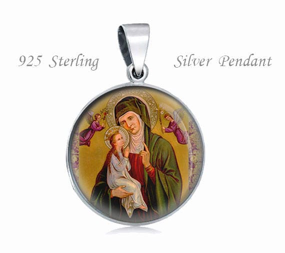 St. Ann Sterling Silber Anhänger Religiöse Schutzpatronin Medaille | 20 Mm von Realig