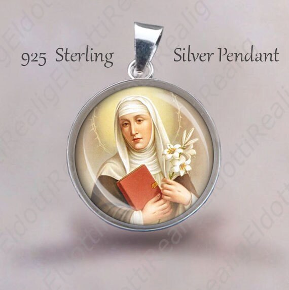 St. Katharina Von Siena Sterling Silber Anhänger - Religiöse Medaille Halskette von Realig
