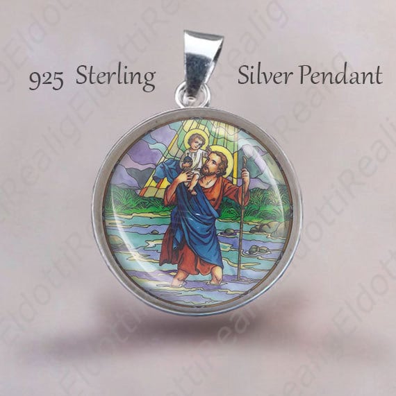 St. Christopherus Sterlingsilber Anhänger Religiöser Reisender Medaillon | 20 Mm von Realig