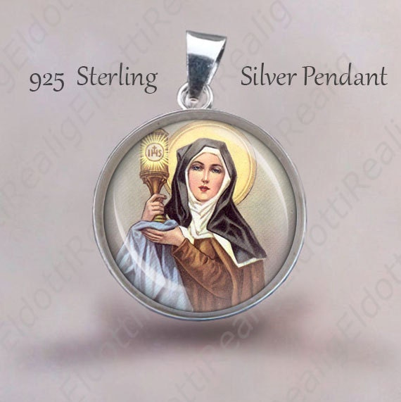 St. Klara Von Assisi Sterling Silber Anhänger Religiöse Medaille Halskette von Realig