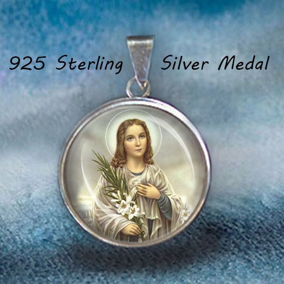 St. Maria Goretti Sterlingsilber Medaille Christlicher Anhänger 20 Mm von Realig