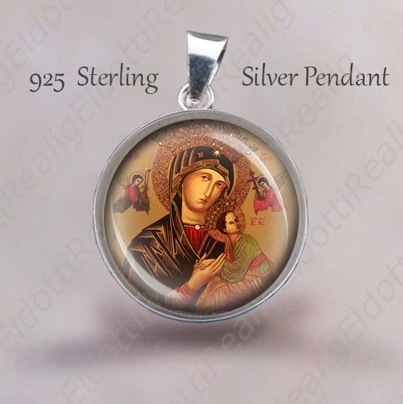 Unsere Liebe Frau Von Immerwährende Hilfe Sterlingsilber Anhänger Christlicher Medaillenschmuck von Realig