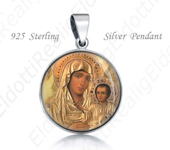 Unsere Liebe Frau Von Jerusalem Religiöse Christliche Medaille. Jungfrau Maria Sterling Silber 925 Anhänger 20 Mm von Realig