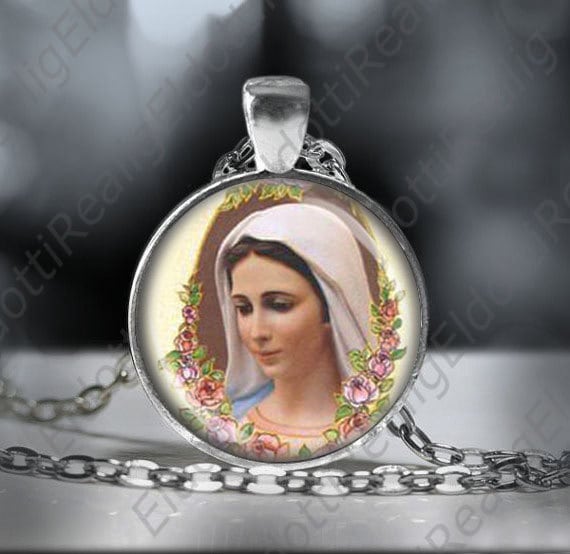Unsere Liebe Frau Von Medjugorje Halskette Jungfrau Maria Anhänger in Silber von Realig