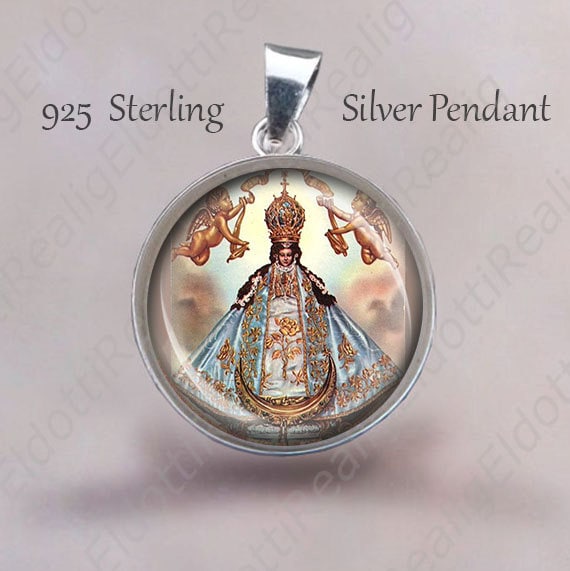 Unsere Liebe Frau Von San Juan De Los Lagos 925 Sterling Silber Medaillen Anhänger von Realig