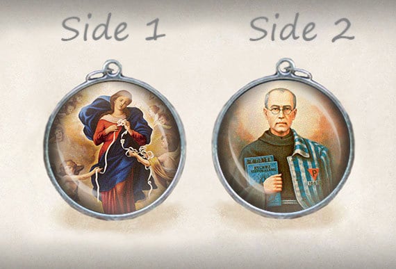 Unserer Lieben Frau Undoer Der Knoten & St Maximilian Kolbe Doppelseitiger Medaille Anhänger von Realig