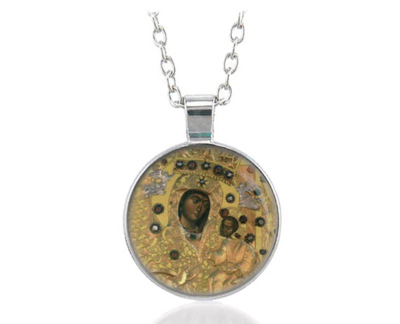 Zimnenskaja Ikone Der Mutter Gottes Öffnung Halskette Runde Anhänger von Realig