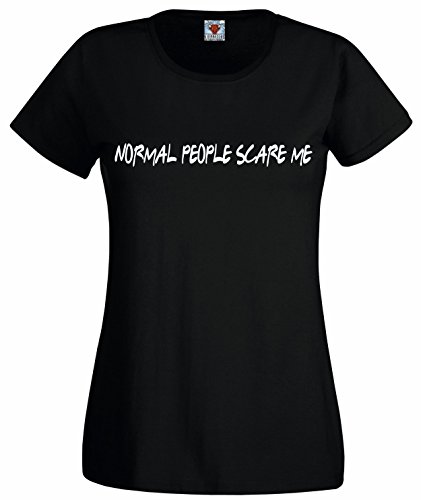 Reality Glitch Damen Normal People Scare Me T-Shirt (Schwarz, X-Large) von Reality Glitch