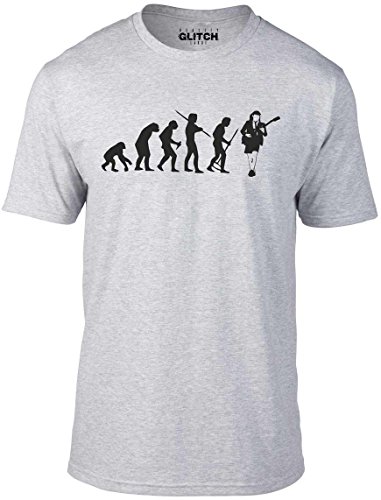 Reality Glitch Herren Evolution of Angus Young T-Shirt (Hellgrau, Groß) von Reality Glitch