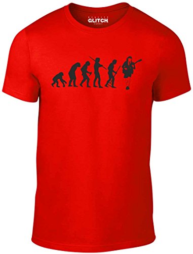 Reality Glitch Herren Evolution of Angus Young T-Shirt (Rot, Mittel) von Reality Glitch