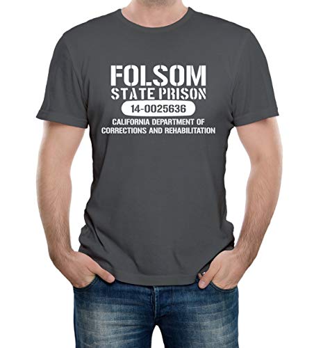 Reality Glitch Herren Folsom Prison T-Shirt (Dunkelgrau, Groß) von Reality Glitch