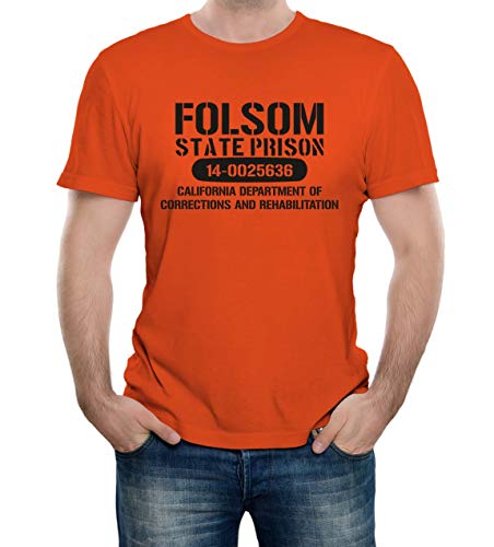 Reality Glitch Herren Folsom Prison T-Shirt (Orange, Mittel) von Reality Glitch