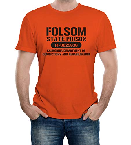 Reality Glitch Herren Folsom Prison T-Shirt (Orange, X-Large) von Reality Glitch