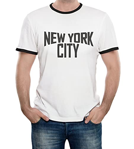 Reality Glitch Herren New York City Ringer T-Shirt (Weiß, Klein) von Reality Glitch