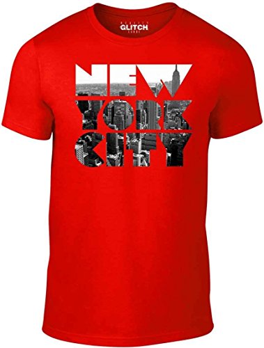 Reality Glitch Herren New York City T-Shirt (Rot, XXX-Large) von Reality Glitch