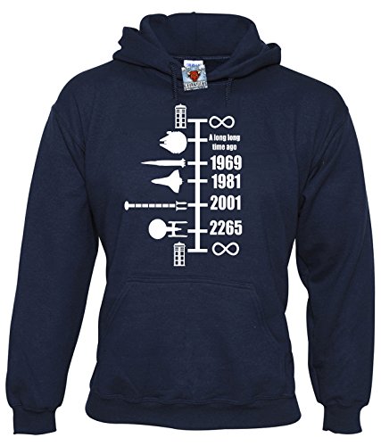 Reality Glitch Herren Spaceship Timeline Kapuzenpullover (Navy Blau, Groß) von Reality Glitch