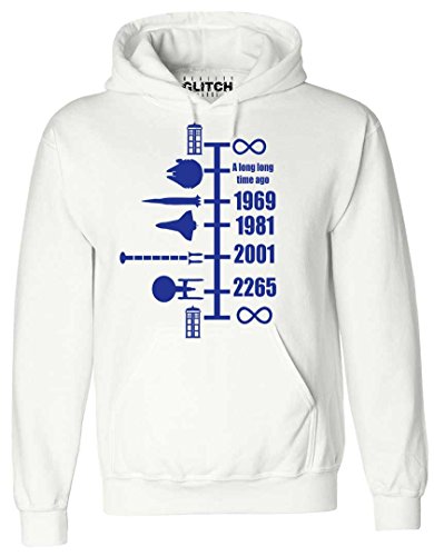 Reality Glitch Herren Spaceship Timeline Kapuzenpullover (XXXX-Large, Weiß) von Reality Glitch