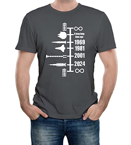 Reality Glitch Herren Spaceship Timeline T-Shirt (Dunkelgrau, Groß) von Reality Glitch