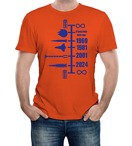 Reality Glitch Herren Spaceship Timeline T-Shirt (Orange, Groß) von Reality Glitch