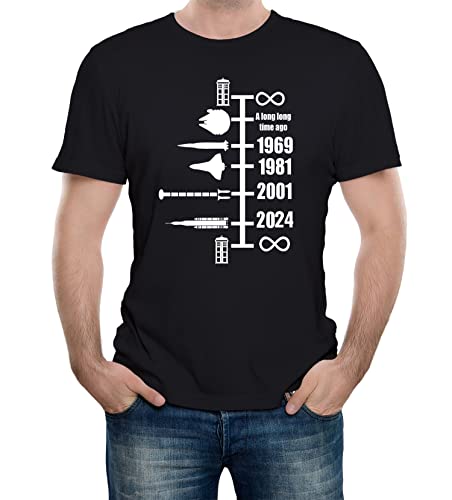 Reality Glitch Herren Spaceship Timeline T-Shirt (Schwarz, Groß) von Reality Glitch