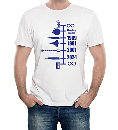 Reality Glitch Herren Spaceship Timeline T-Shirt (Weiß, Groß) von Reality Glitch