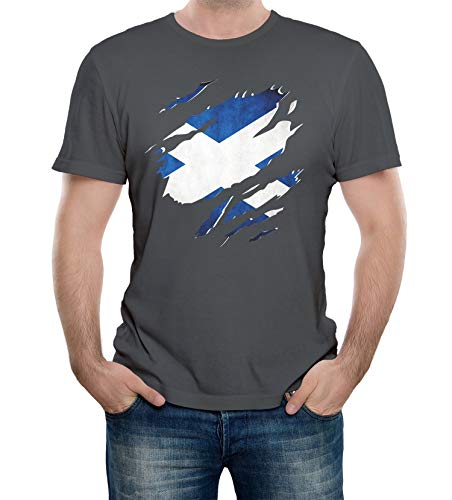 Reality Glitch Herren Torn Scotland Flag T-Shirt (Dunkelgrau, X-Large) von Reality Glitch