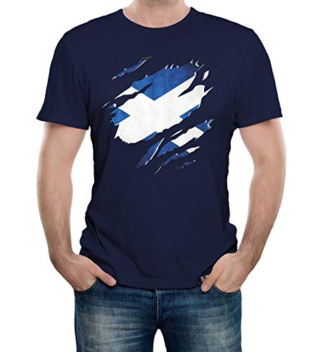 Reality Glitch Herren Torn Scotland Flag T-Shirt (Navy Blau, XX-Large) von Reality Glitch