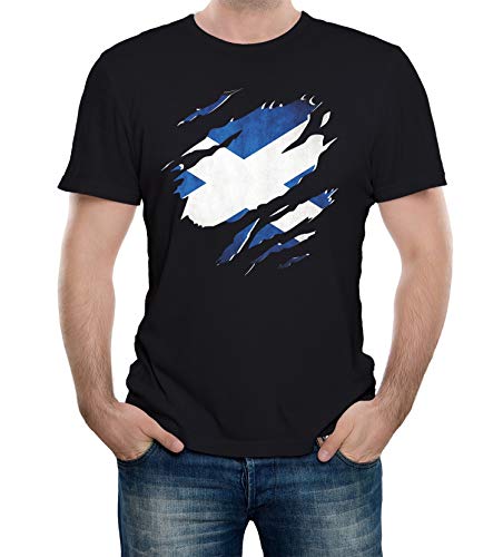 Reality Glitch Herren Torn Scotland Flag T-Shirt (Schwarz, Groß) von Reality Glitch